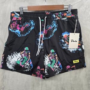 Duvin Mens jet Ski Grand Prix Swim Short  Black Neon Jet Ski Graphic Large NEW